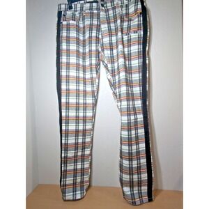 Decibel Plaid Men's 38x32 Jeans White & Multicolor Plaid Skinny Stretch